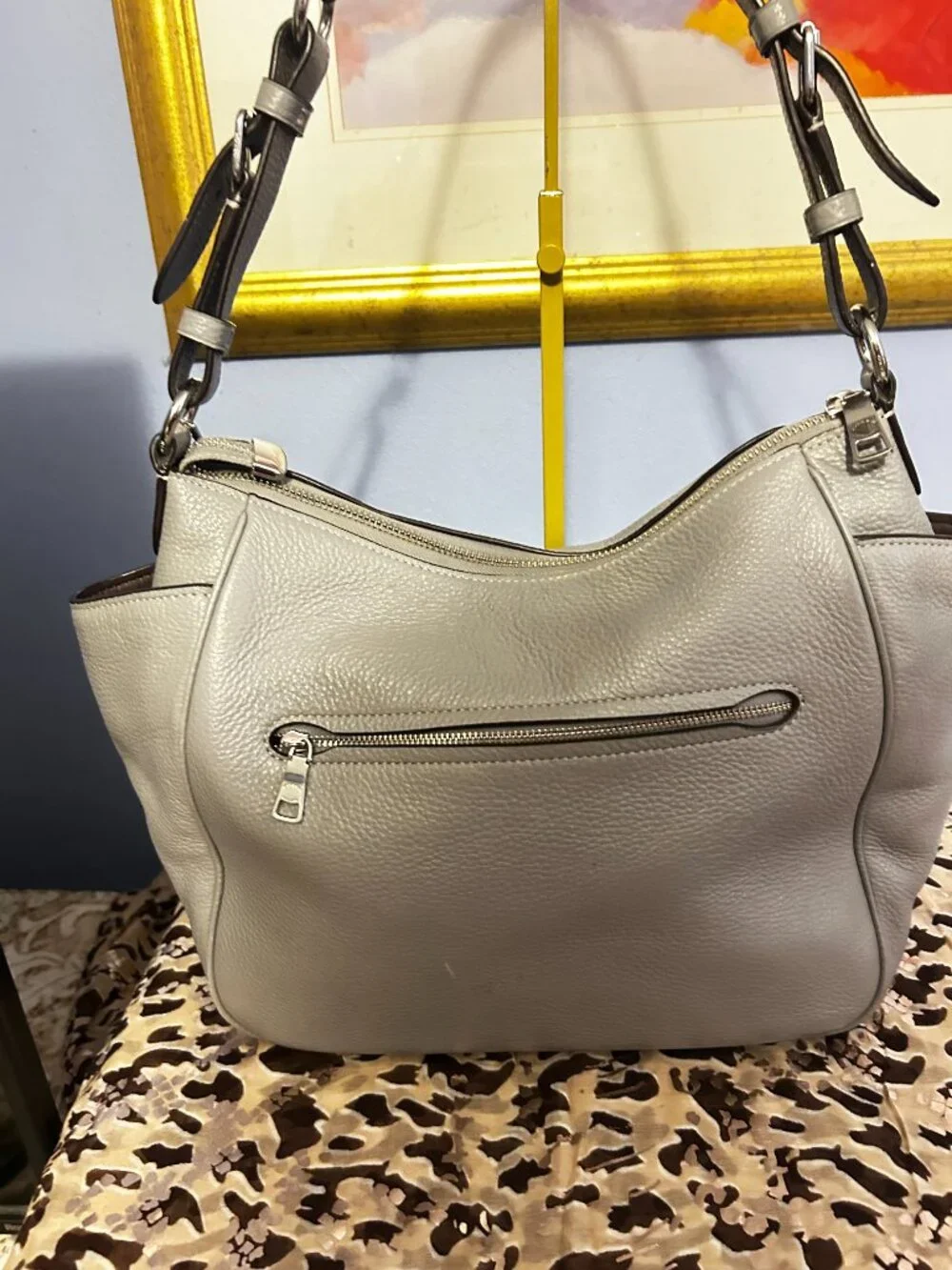 Coach Madison Pebble Leather Shoulder Bag – Light Blue – Silvertone Hardware
